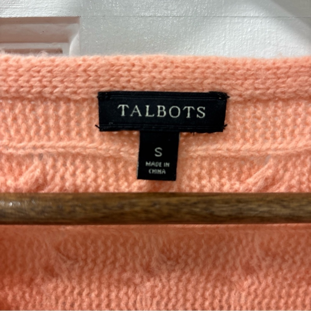 Talbots Women’s Merino Wool Blend Cable Knit Sweater Size Small Coral Soft EUC - Picture 2 of 5